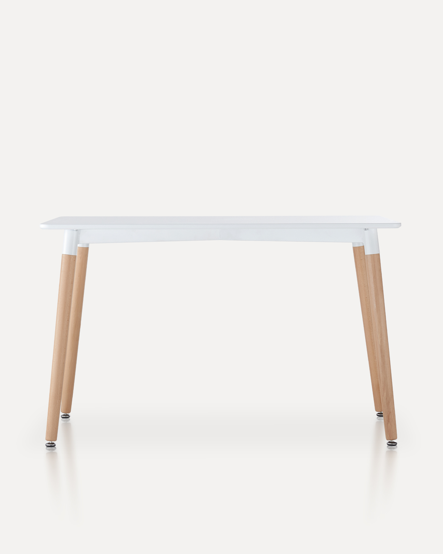 Mesa de jantar branca com pernas de madeira Mesa de jantar branca com pernas de madeira